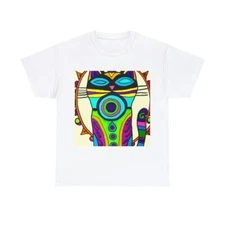 'Cattitude' T-Shirt. Abstract Cat Art T Shirt Unisex Heavy Cotton Tee Pet Lover