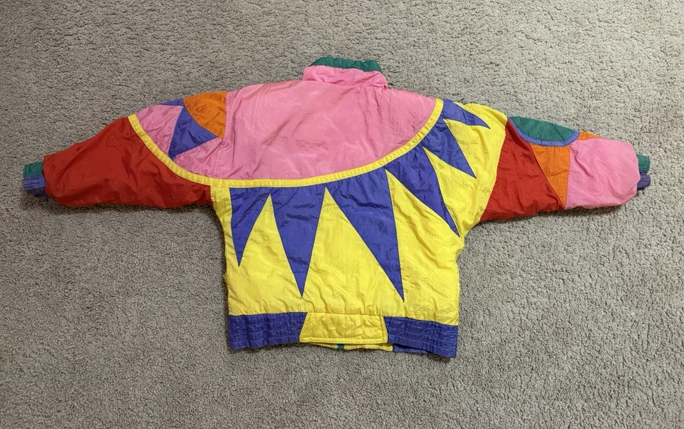 Vintage 90’s Sunburst Colorblock Rainbow Jacket Unisex Small - Image 2 of 4
