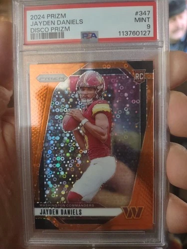 2024 Panini Prizm Jayden Daniels Orange Disco Prizm Rookie Washington #347 PSA 9