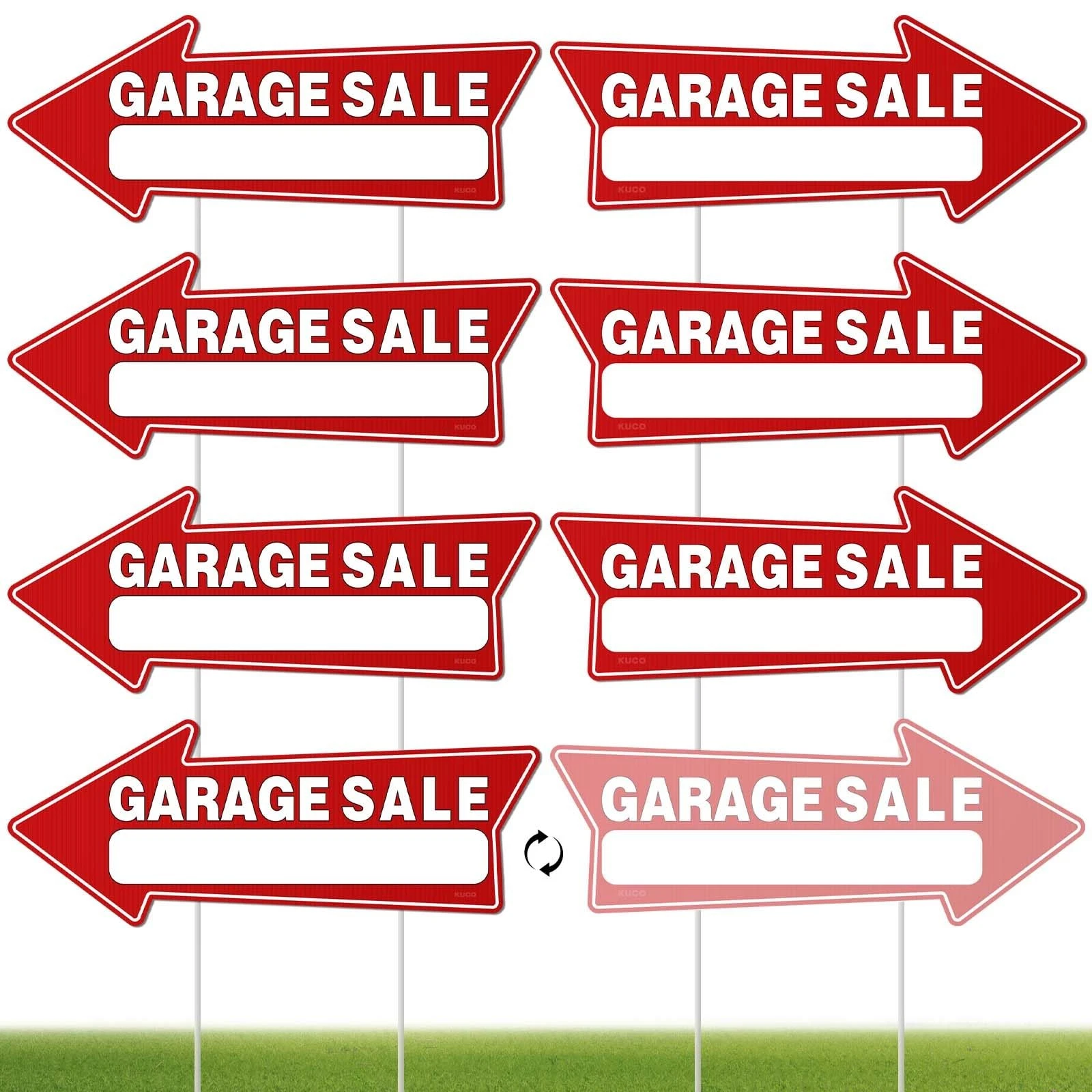 7 PC Garage Sale Signs with Stakes, 17" X 6", Double-Sided Garage Sale Arrows Ya - Picture 1 of 7