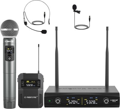 Wireless Microphone System,Metal Wireless Mic Set w/Handheld/Bodypack/Headset