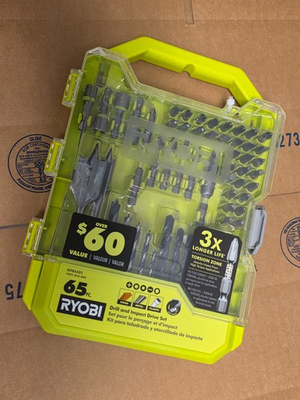 #ad BRAND NEW RYOBI ONE A986501 Drill Impact Drive Kit 65 Pieces Bit Set for 18V $29.95