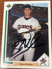 1991 Upper Deck STEVE DECKER Rookie #25 🔥 Giants 🔥 GORGEOUS Autograph 🔥⚾️🔝