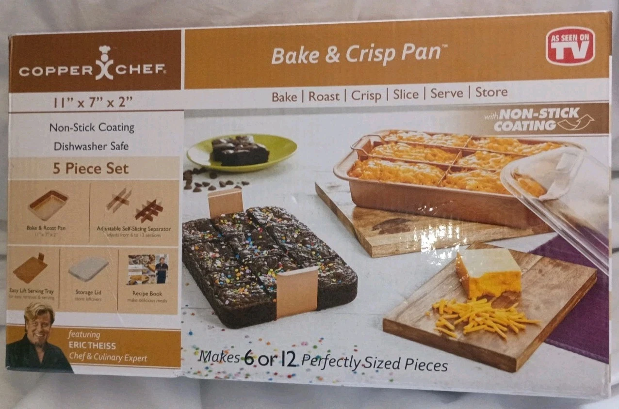 NEW Copper Chef 5 Piece Set Bake & Crisp Pan - Nonstick Bake Roast Serve 11x7x2