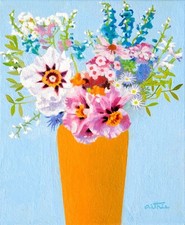 Vase of Flowers with Poppies  by Patricia Aithie Oil On Canvas unframed