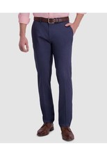 Haggar Men's Blue Flat-Front Straight-Fit Iron Free Khaki Pants Size 44W 30L