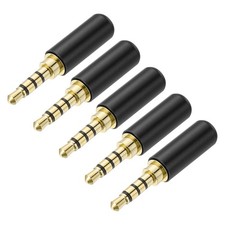 5Pcs 3.5mm 4 Pole Replacement Repair Plug Jack, Stereo Male Plug, Black