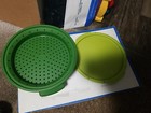 Tupperware Double Colander/Strainer  Green w/handles on base & Lid;4 Pieces;NICE — photo 4