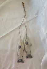Nautical Hanging Fish Decor Set of 2 Wood Coastal Wall Ornament