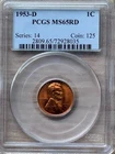 1953-D PENNY, PCGS MS 65 RD