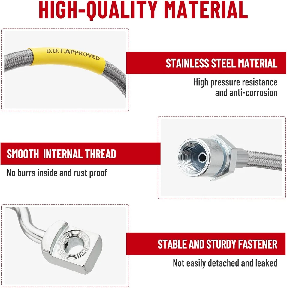 2pcs Front Braided Brake Lines 89370 For 2011-2019 GMC Sierra 3500 HD 4WD 2WD US Foto 2 de 4