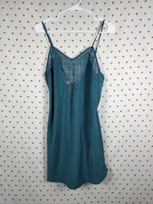 Victorias Secret GOLD LABEL VINTAGE Green Satin Chemise Slip Lingerie MEDIUM