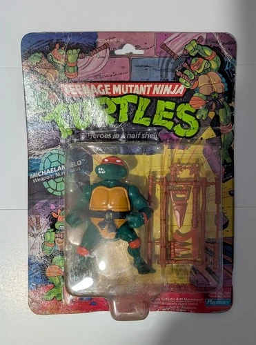 Vintage TMNT Michaelangelo 1988 MOC 10 Back Sealed Playmates Water Damaged Card