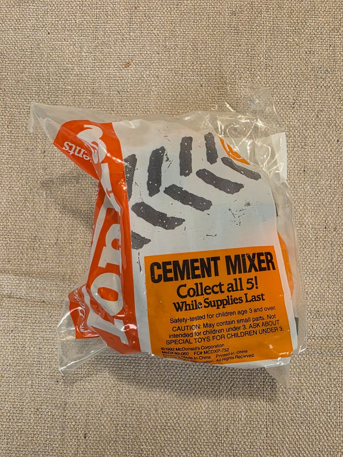 1992 Tonka McDonalds Happy Meal Toy Cement Mixer Vintage