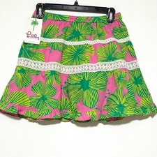 NWT Vintage Lilly Pulitzer Girls Fit  Flare Floral Print Peasant Lined Skirt 14
