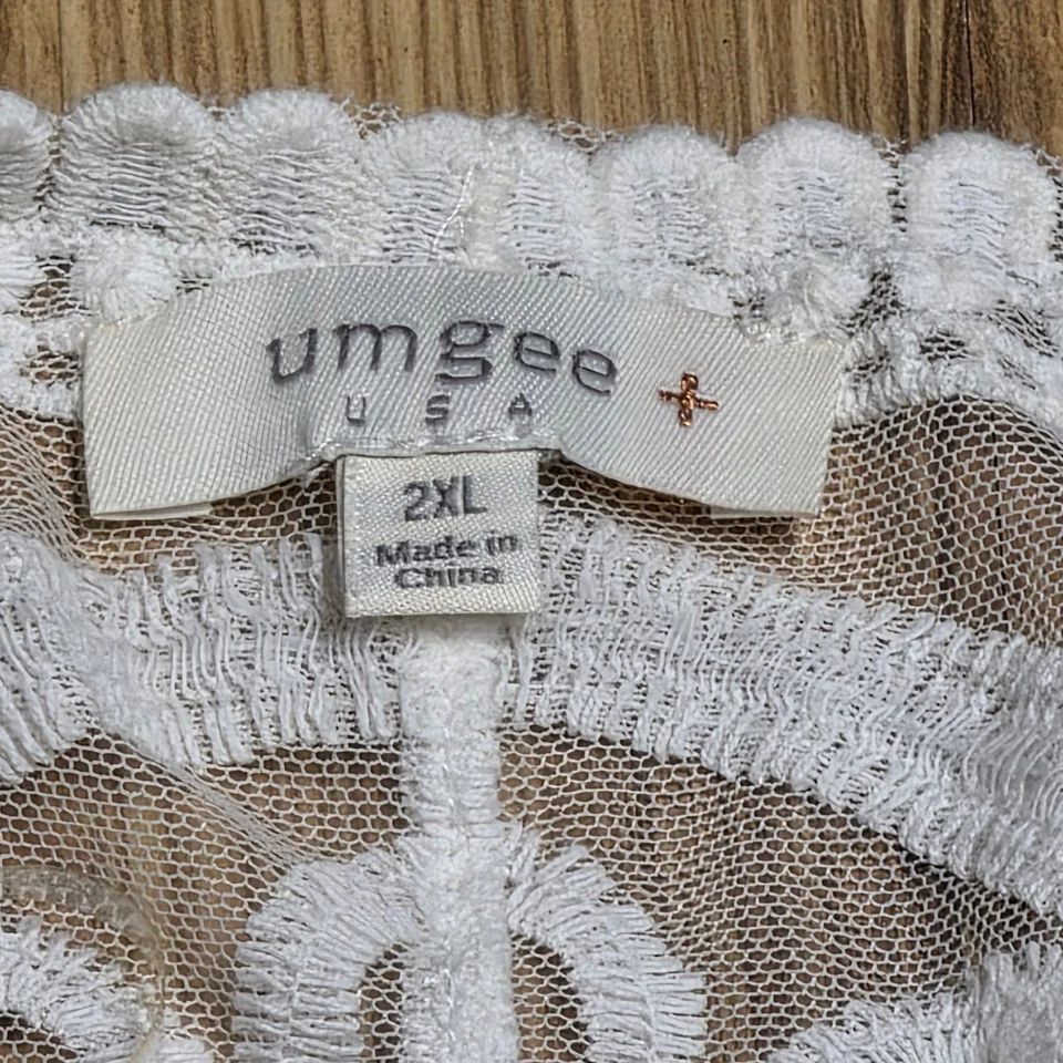 Cárdigan kimono de encaje Umgee para mujer talla grande 2XL blanco boho Foto 3 de 4