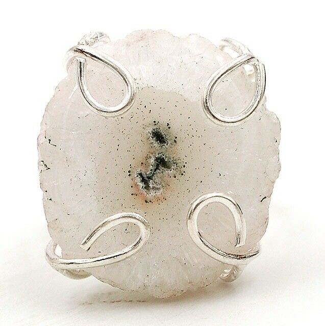 Natural Solar Quartz Eye 925 Solid Sterling Silver Ring Sz 7 @1-2