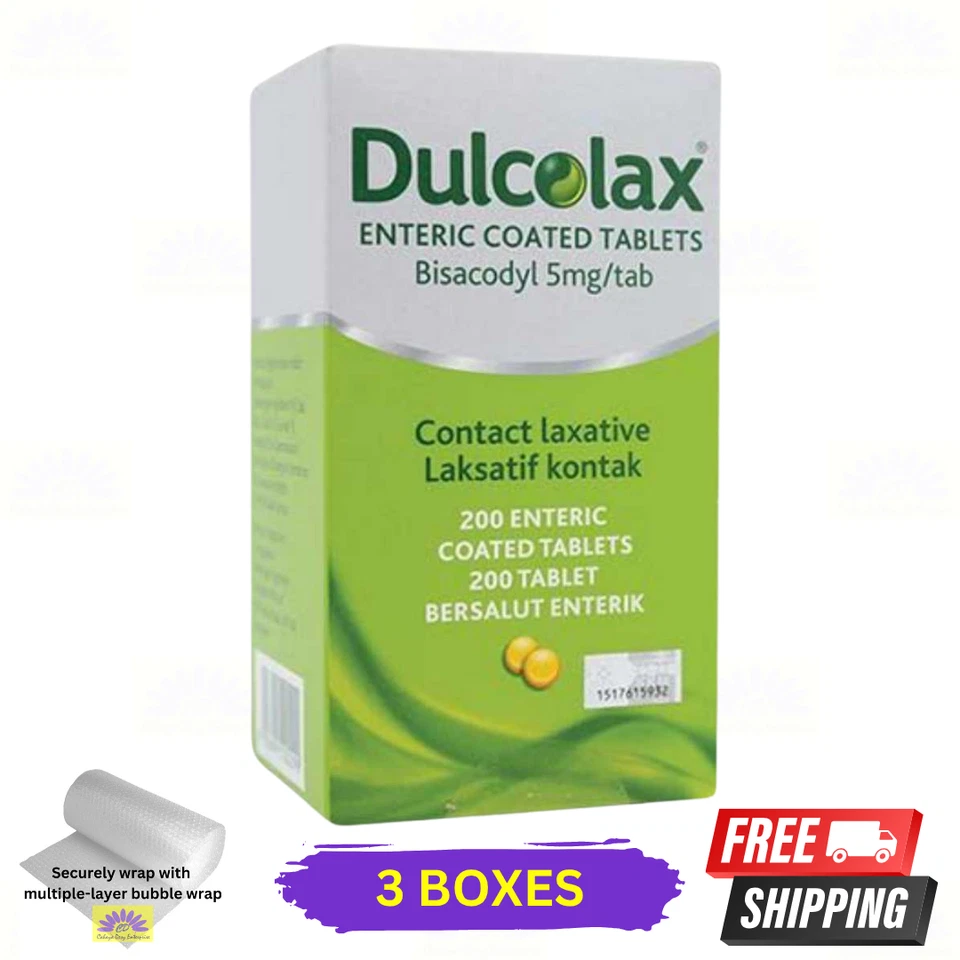 3 X Dulcolax 5mg 200 Tablets Bisacodyl Constipation Relief (600 Total) - Image 2 of 4