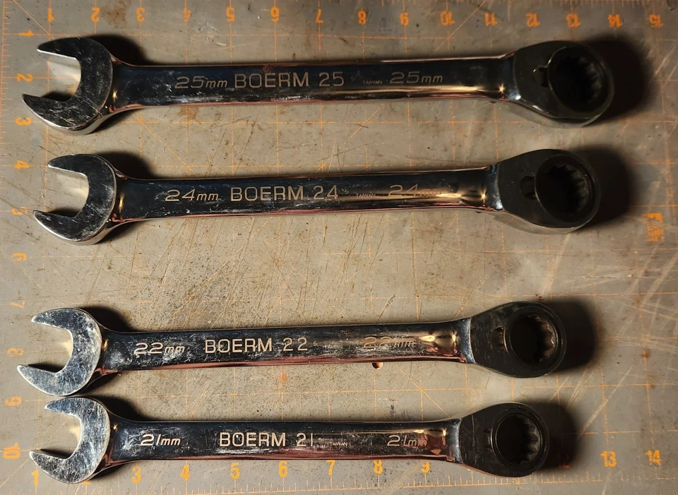 Juego de llaves combinadas de trinquete Blue-Point BOERM 21-25 mm métricas 4 piezas herramientas Foto 4 de 4