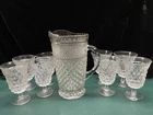 Vintage-Anchor Hocking WEXFORD 64oz Pitcher + 8 Water/Tea/Lemonade Goblets-Glass
