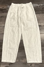 NWT Eileen Fisher Organic Linen Ankle Pleated Lantern Pant SzXXS White