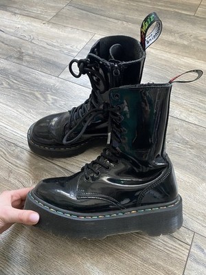 Dr.Martens Jordan Rainbow Multicolor Lack Plateau Pailletten Stiefel Boots Gr.38