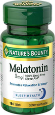 Nature'S Bounty Melatonin, 100 Drug Free Sleep Aid, 1Mg, 180 Tablets