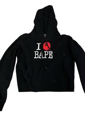Black A Bathing Ape (BAPE) Embroidered Pullover Hoodie   100% Cotton