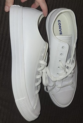 Converse Chuck Taylor All Star Ox White Leather Mens Size 9.5 Women's 10.5