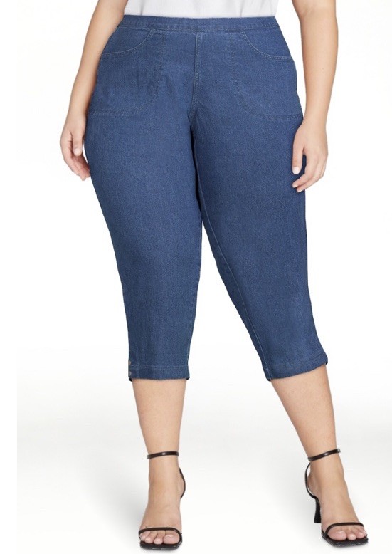 Just My Size Medium Stonewash Pull On Cropped Snap Hem 2 Pocket Pants Size 0X
