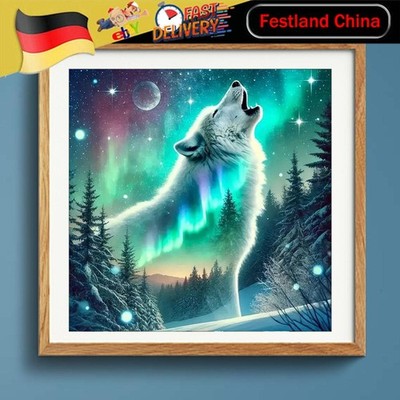 30x30cm Wolf 5D DIY Full Drill Round Diamond Painting Kit for Home Wall Decor