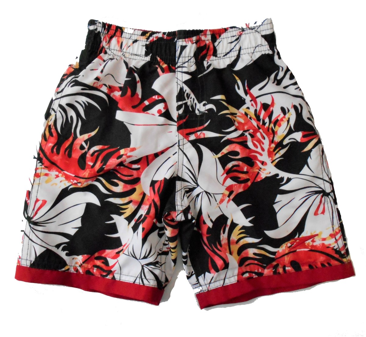 SPEEDO SWIMSUIT BOYS SZ FIRE BLACK RED BOARD SHORTS SWIM for