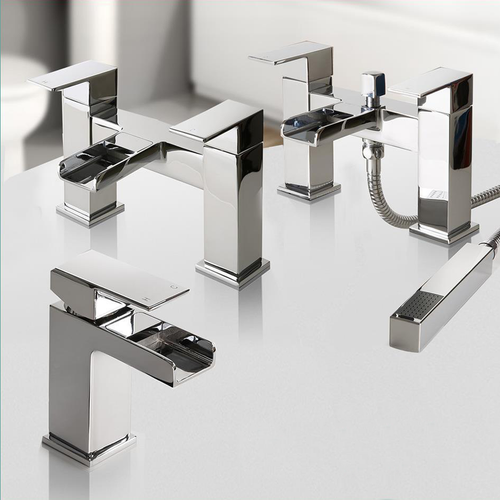 Waterfall Bathroom Taps Chrome Basin Mixer Bath Filler Shower Deck Tap Sets - Picture 2 of 17