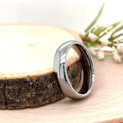 Polished Edge Scratch-Free Unique Band 5.5mm Silver Tungsten Christmas Gift Ring