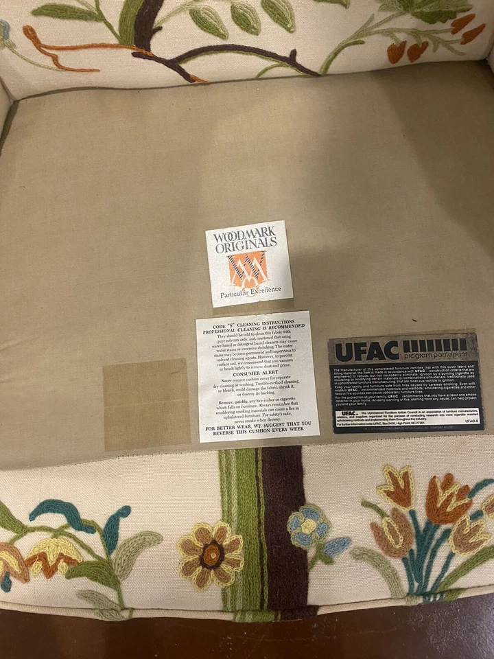 Pair Of Mary Webb Wood, Woodmark Originals Tree Of Life Queen Anne Style Crewel - Image 2 of 4