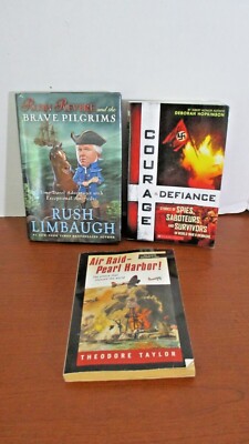 Set of 3 HISTORICAL FICTION BOOKS~Courage & Defiance~RUSH REVERE~Air Raid Pearl