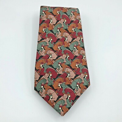 Vintage MC Escher Horseman Boxelder Tie 100% Silk Made in USA Surrealist Art
