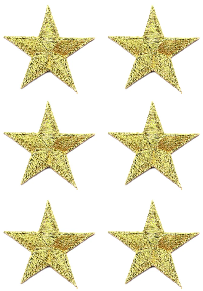 Finest Quality Old Gold Color Stars Embroidery Patches Metallic Thread 6Pcs Pack - Image 3 of 3