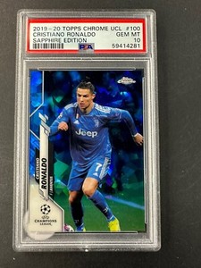 2019-20 Topps Chrome UEFA UCL Sapphire - Cristiano Ronaldo #100  PSA 10