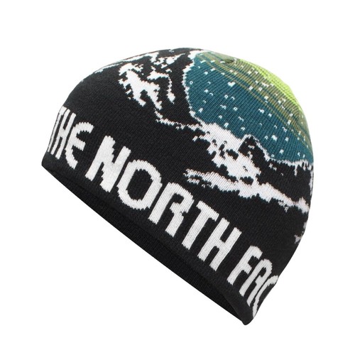 The North Face Beanie Hat Vintage Black Red Reversible Winter