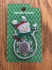 Christmas Snowman Rare Personalize "John" Collectable Silver Ornament Ganz New