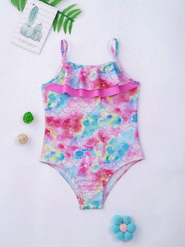 Girls Fish Scales Takini Bikini Beachwear Leotard Swimsuit Halter Swimwear - Picture 26 of 30