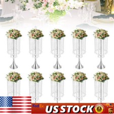 10 Pcs Crystal Flower Vases Silver Flower Stand for Wedding Table Centerpieces