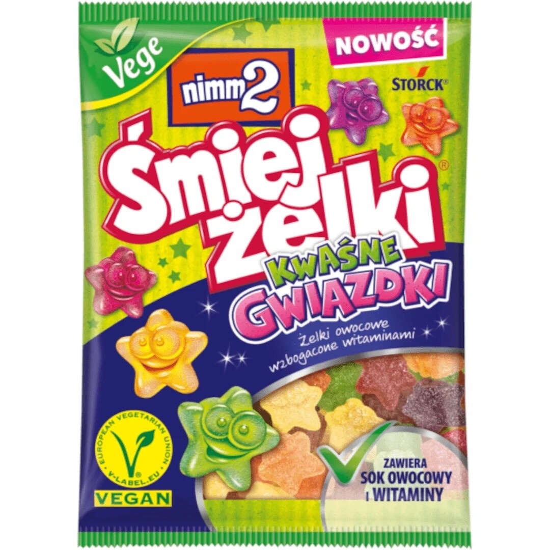 Storck Nimm2 LAUGH Gummies: SOUR STARS — Пакет для закусок, 90 г — БЕЗВЕГЕТАРИАНСКАЯ ДОСТАВКА