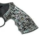 MOTHER OF PEARL GRIPS FOR S&W K, L FRAME SQUARE/ROUND BUTT BLACK FLOWER NICE