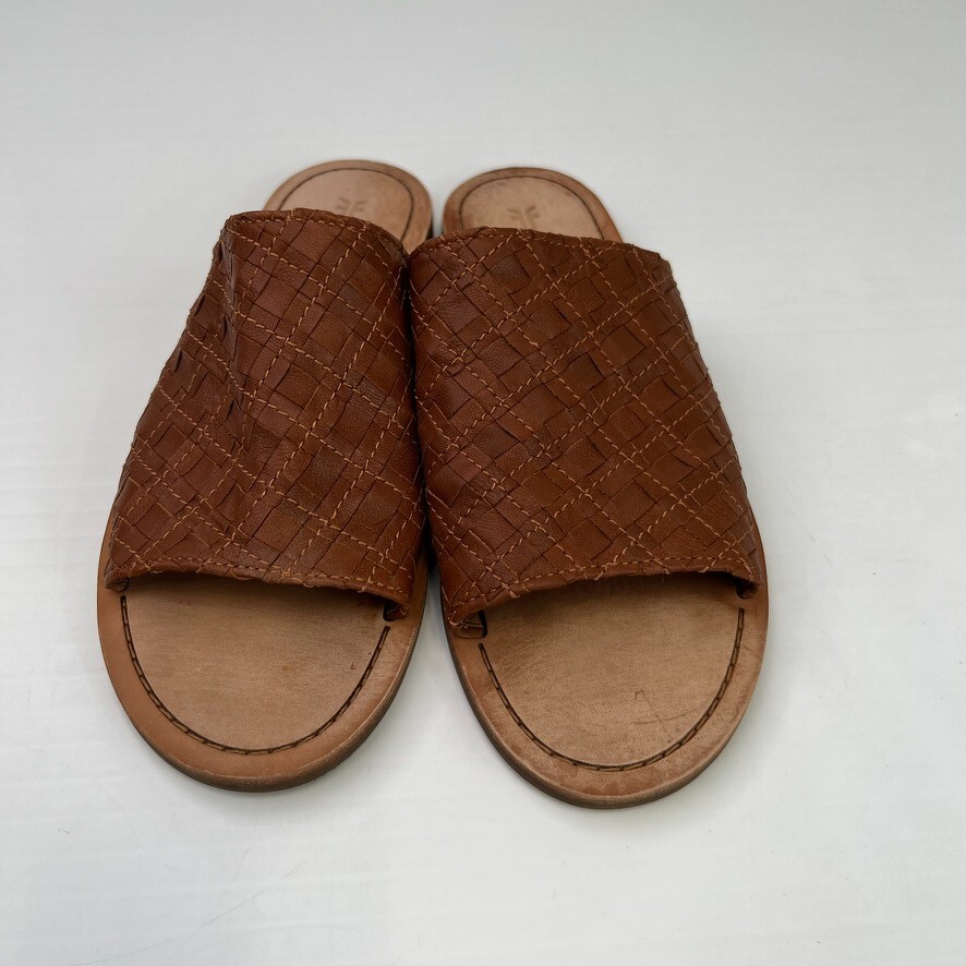 Frye Sandal Women M Leather Woven Slide Flat Robin Cruise Resort
