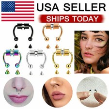 Magnetic Non-Piercing Fake Nose Rings Septum Segment Helix Club Clickers Punk US