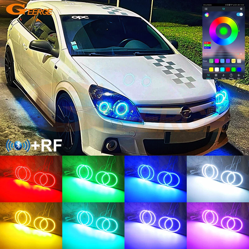 Kit ojos de ángel LED RGB multicolor para Opel Chevrolet Astra H 2004 - 2010 BT APP Foto 2 de 4