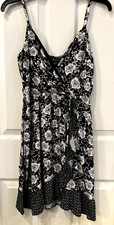 Lily Rose Black and White Floral Spaghetti Strap Dress Ruffles Small NEW NWT