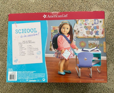 American Girl Desk Chair School Outfit Backpack Supplies for 18'' Doll BOX DMG